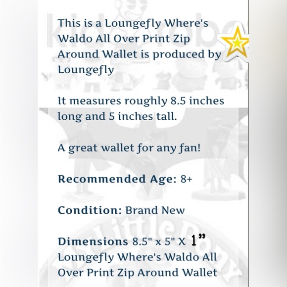 NWT, Loungefly Where’s Waldo: All Over Print Zip Wallet, Large , 100% Authentic - Picture 10 of 11